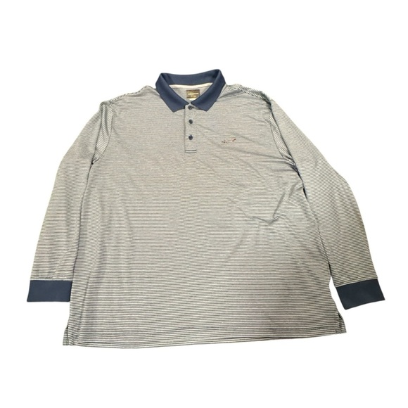 Greg Norman Collection Blue and Gray Polo Shirt with Subtle Stripes - Picture 2 of 6